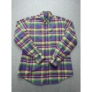 Ralph‎ Lauren Shirt Mens Medium Purple Plaid Custom Fit Long Sleeve Button Down